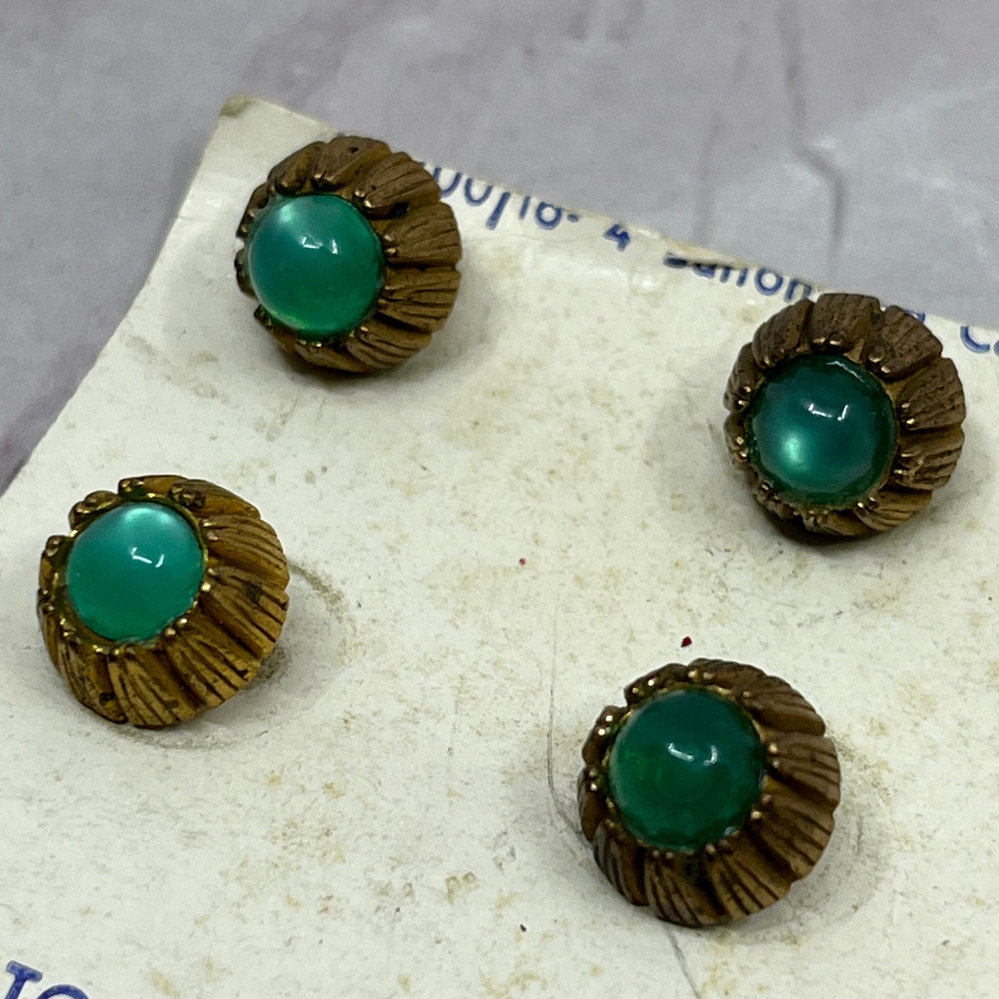 MCM Set of 4 Green Opalescent and Brass Button Cufflinks Combo SB7