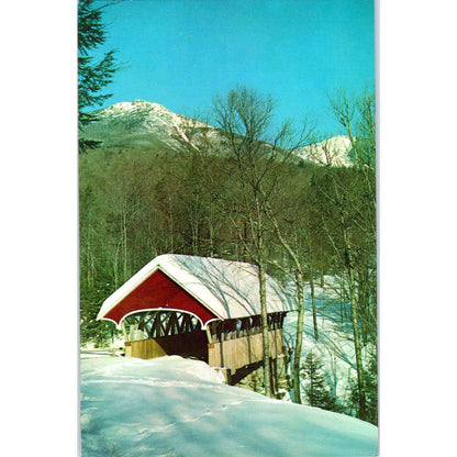Flume Bridge Mt. Liberty Franconia Notch NH Vintage Covered Bridge Postcard PC11