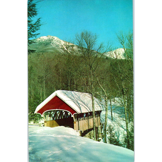 Flume Bridge Mt. Liberty Franconia Notch NH Vintage Covered Bridge Postcard PC11