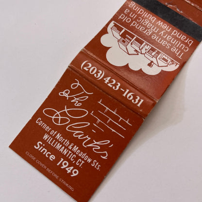 The Clark's Restaurant Willimantic CT Vintage Matchbook Cover TB6-MB1-10