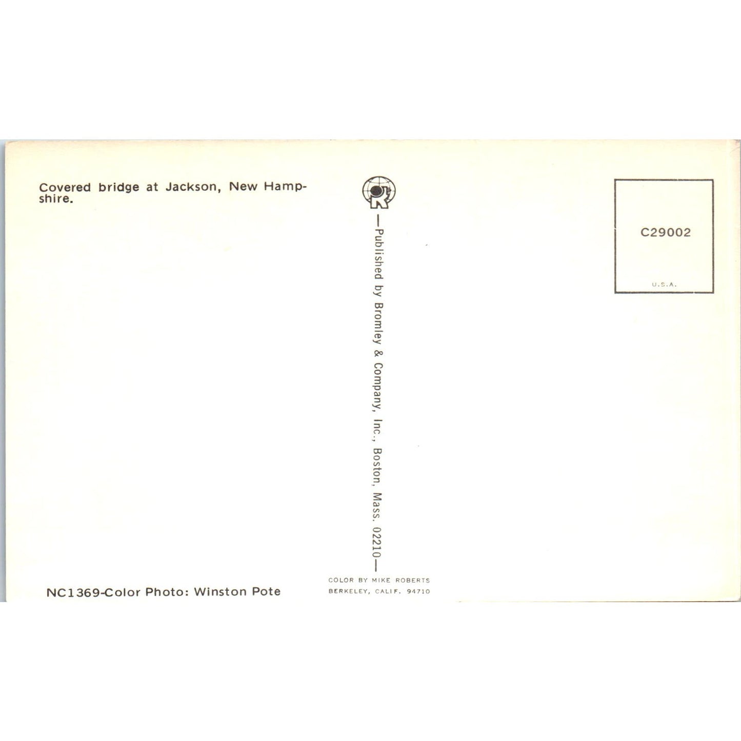 Jackson Bridge in Fall White Mountains NH Covered Bridge Postcard PC3