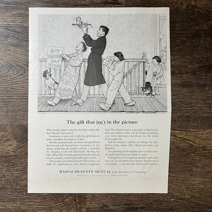 Mother Birthday Gift Norman Rockwell MA Mutual Life Vintage Magazine Ad 10x14 V7
