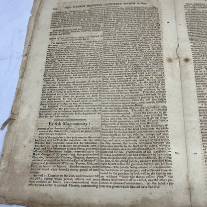 Baltimore Weekly Register Mar 1813 War of 1812 Biography of Daniel Boone AF9-11