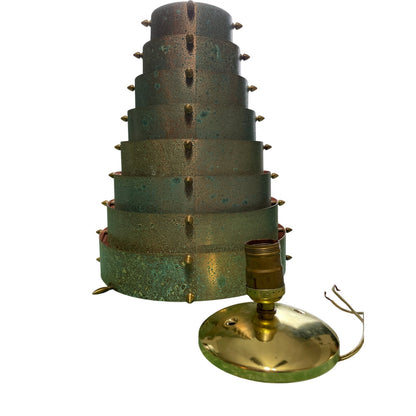 Original Frank Stone Art Hanging Light Fixture Copper Brutalist MCM Signed 14"