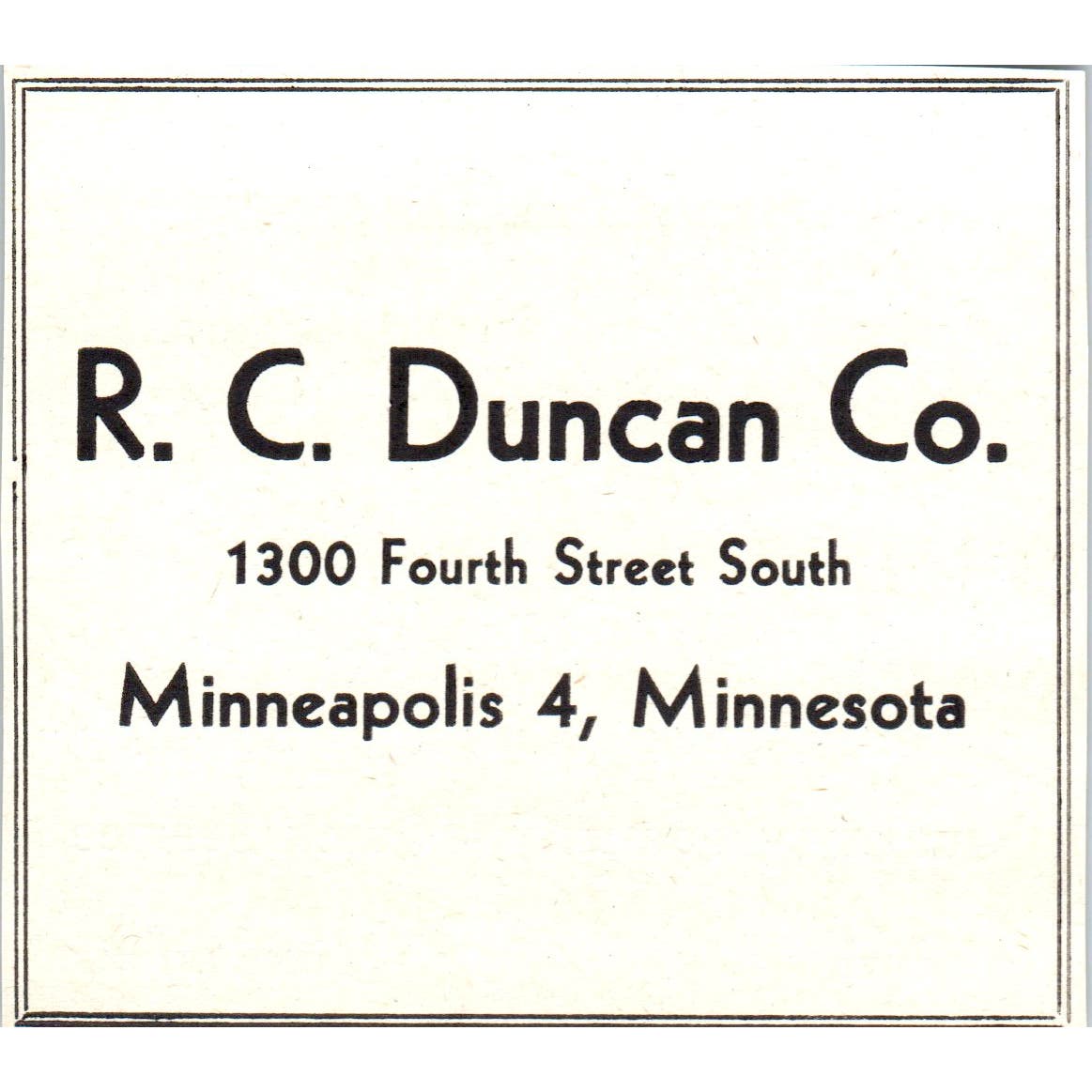 R.C. Duncan Co Minneapolis, Cutler-Magner Co Duluth 1953 Ad AE9-DC2