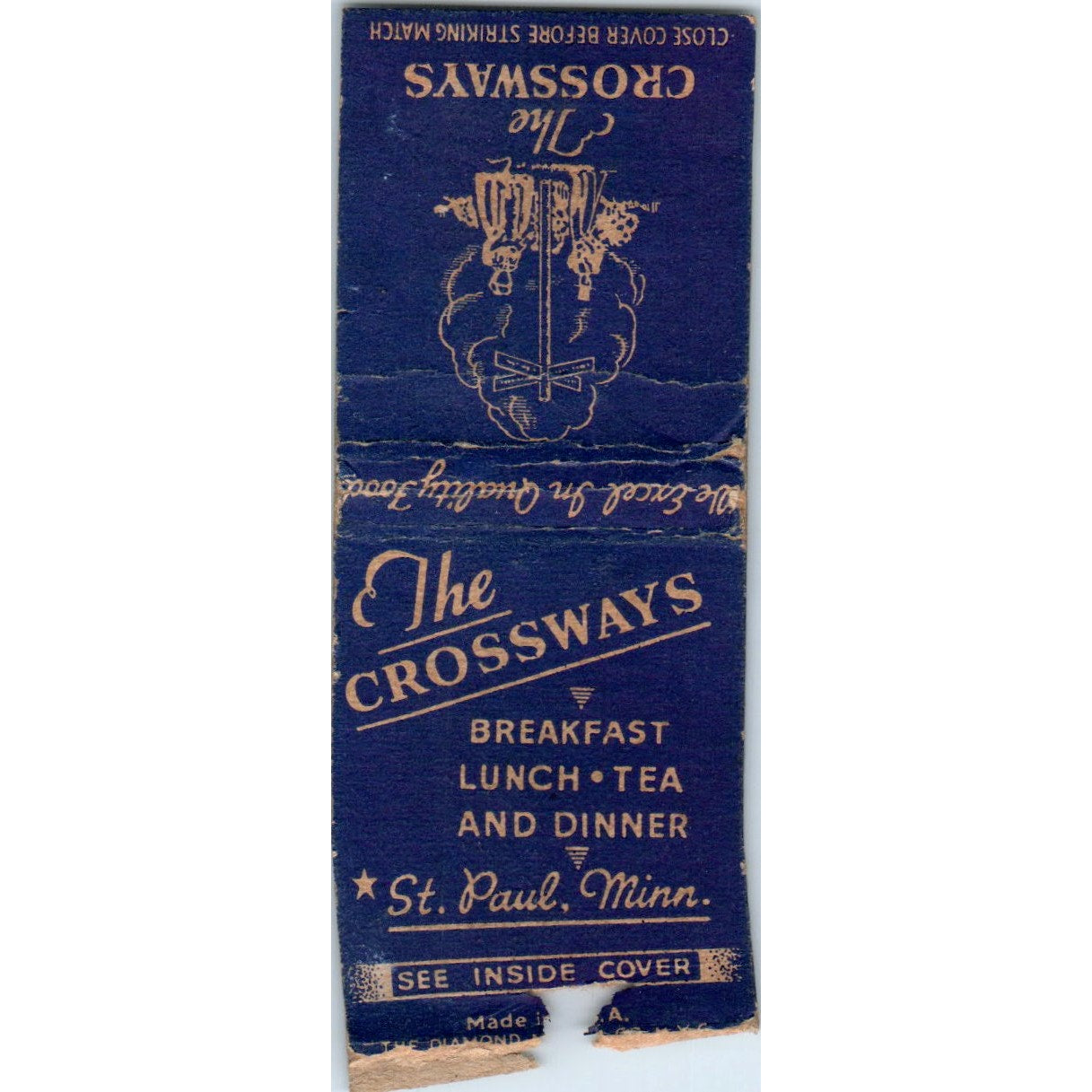 The Crossways Restaurant St. Paul MN Vintage Matchbook Cover SD2-Y3