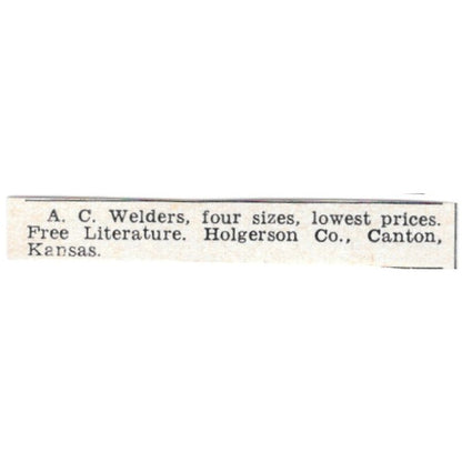 A.C. Welders - Holgerson Co, Canton KS 1955 Ad AG1-S7