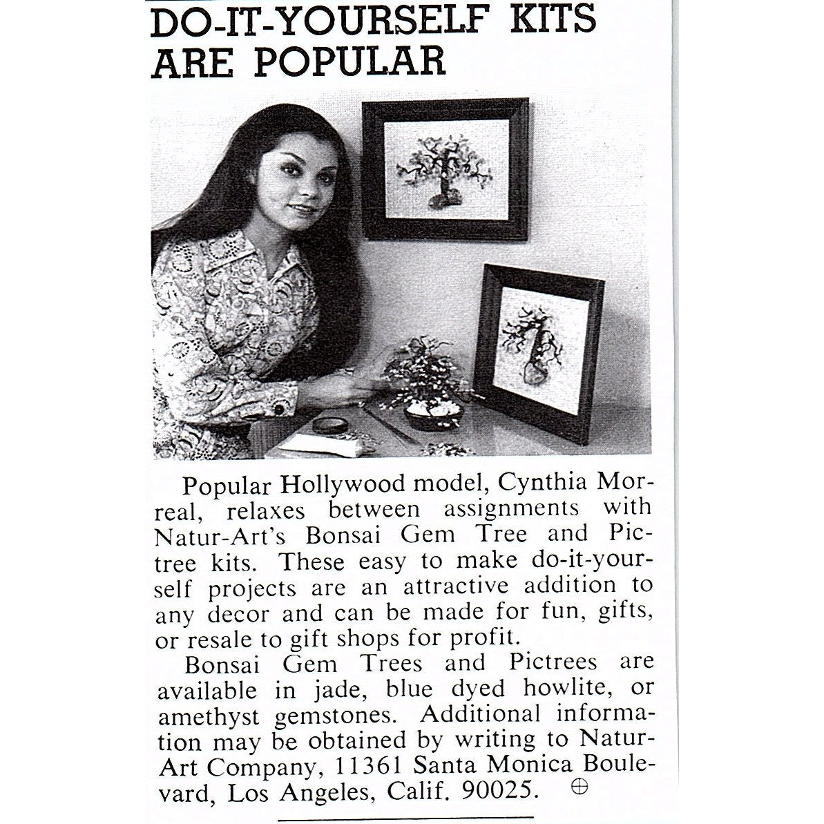 Natur-Art Bonsai Gem Tree Cynthia Morreal Los Angeles CA 1972 Ad AF8-M2