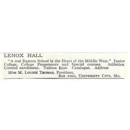 Lenox Hall M. Louise Thomas University City MO c1918 Advertisement AE5-SA5