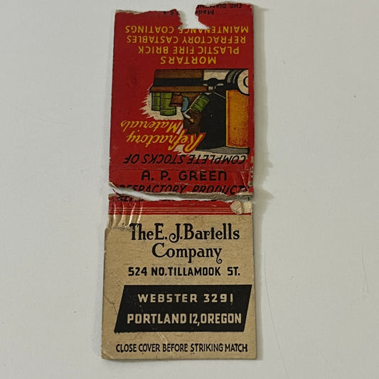 The E.J. Bartells Company Portland Oregon c1940 Matchbook Cover TE2-MKO-4
