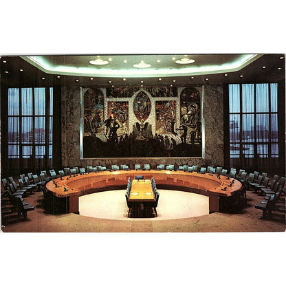 Security Council Chamber United Nations Headquarters Vintage Postcard PE18