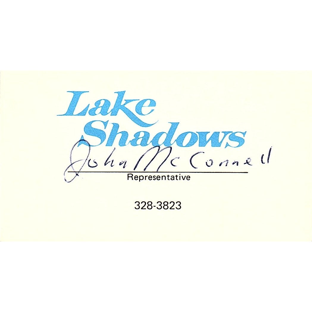 Lake Shadows Representative John McConnell Vintage Business Card SE3-B14