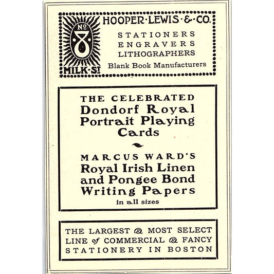 Hooper, Lewis & Co Stationary Boston MA - 1902 Ad AF4-12