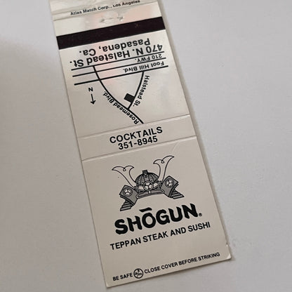 Shogun Teppan Steak and Sushi Pasadena CA Vintage Matchbook Cover TB6-MB2-1