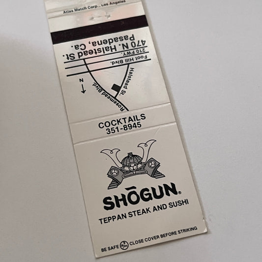 Shogun Teppan Steak and Sushi Pasadena CA Vintage Matchbook Cover TB6-MB2-1