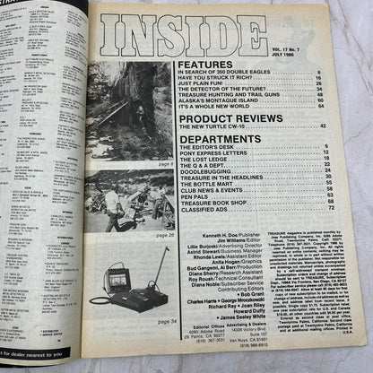 1986 July - Treasure Magazine - Treasure Hunting Metal Detecting Gold Coins M10