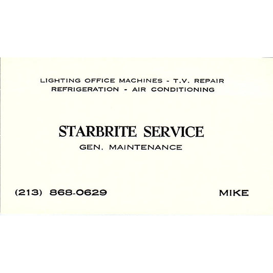 Startbrite Service Gen. Maintenance Mike Vintage Business Card SB4-B1
