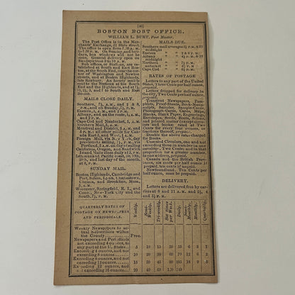 Boston Post Office & IRS Listings 1871 Boston Almanac Clipping SAI2-H3