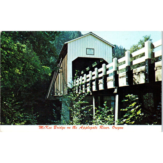 Mt. McKee Bridge Applegate River Oregon Covered Bridge Postcard PB12