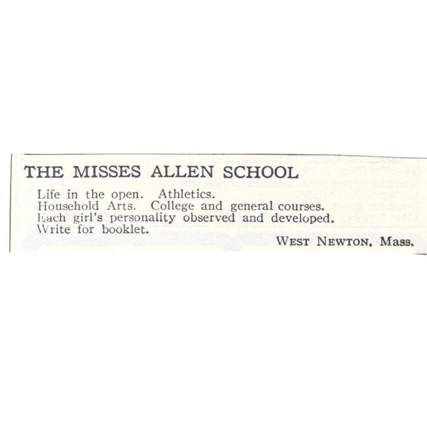 The Misses Allen School West Newton MA c1918 Original Advertisement AE5-SA8
