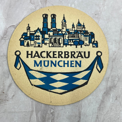 Vintage Hackerbräu München German Beer Coaster Blue & Black TJ5-CO1