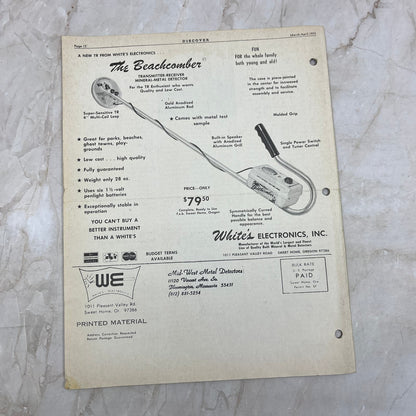 1973 Mar/Apr White's Electronics Discover Newsletter Treasure Hunting OR M19