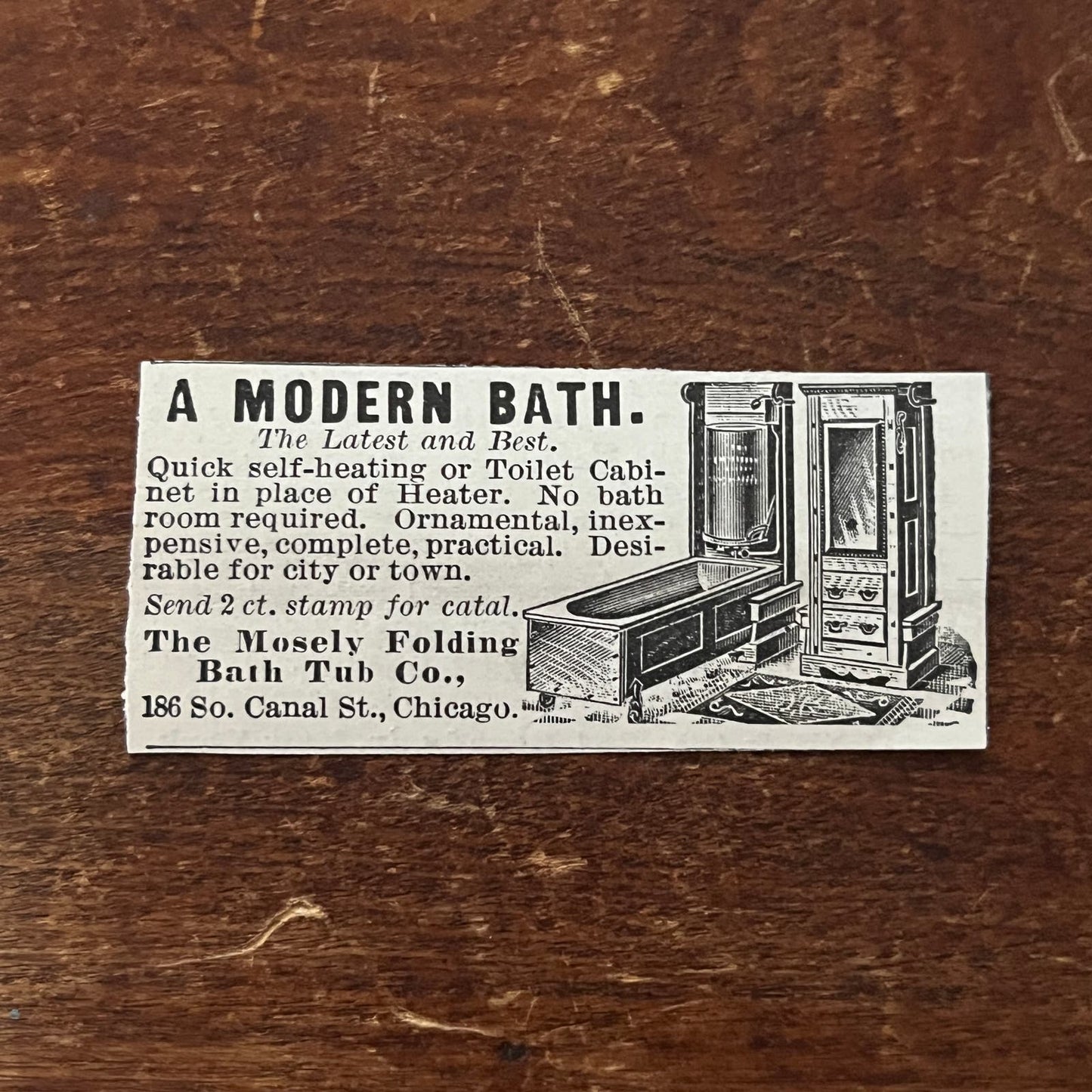 The Mosely Folding Bathtub Co Chicago Murphy Tub Original Advertisement AD8-P29