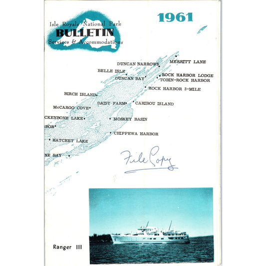 Vintage 1961 Isle Royale National Park Bulletin Travel Booklet TF4-B4