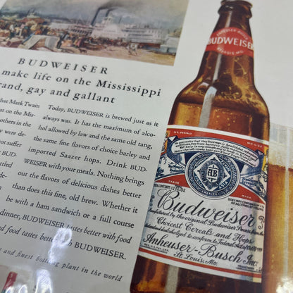 1932 Budweiser Beer Life on the Mississippi 9x12 Magazine Advertisement FL6-6