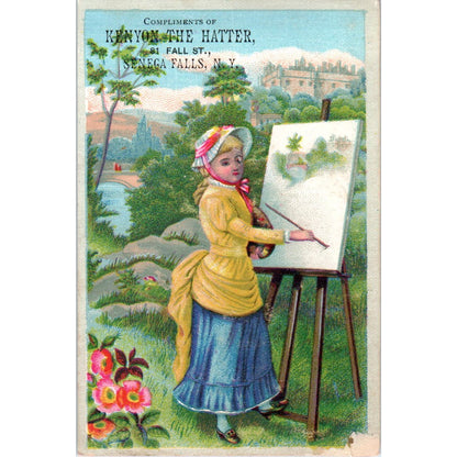 Kenyon the Hatter Seneca Falls NY c1880 Victorian Trade Card AE5