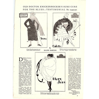 Dr. Knickerbocker's Sure Cure for the Blues Ralph Barton Magazine Art 8x11 V10