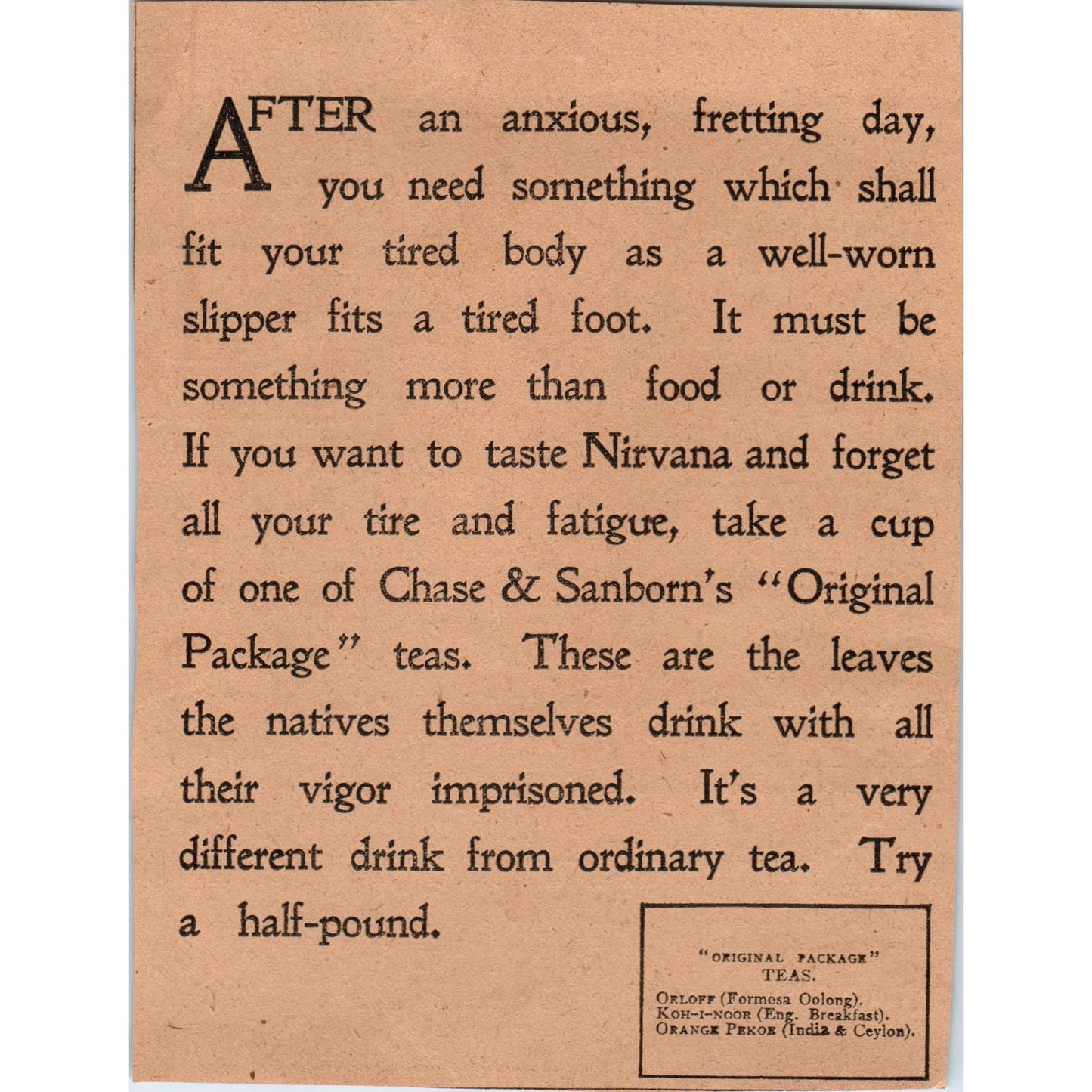 Chase & Sanborn's Original Package Teas Hartford 1901 Newspaper Ad AD8-H2