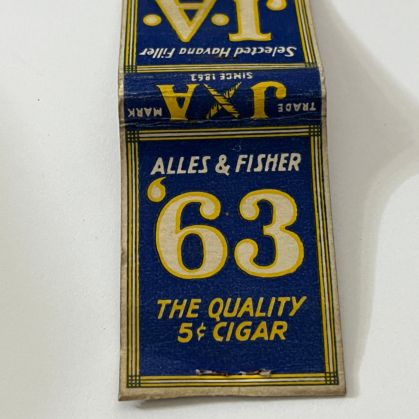 Alles & Fisher '63 Quality Cigar Vintage Matchbook Cover TB6-MB1-12