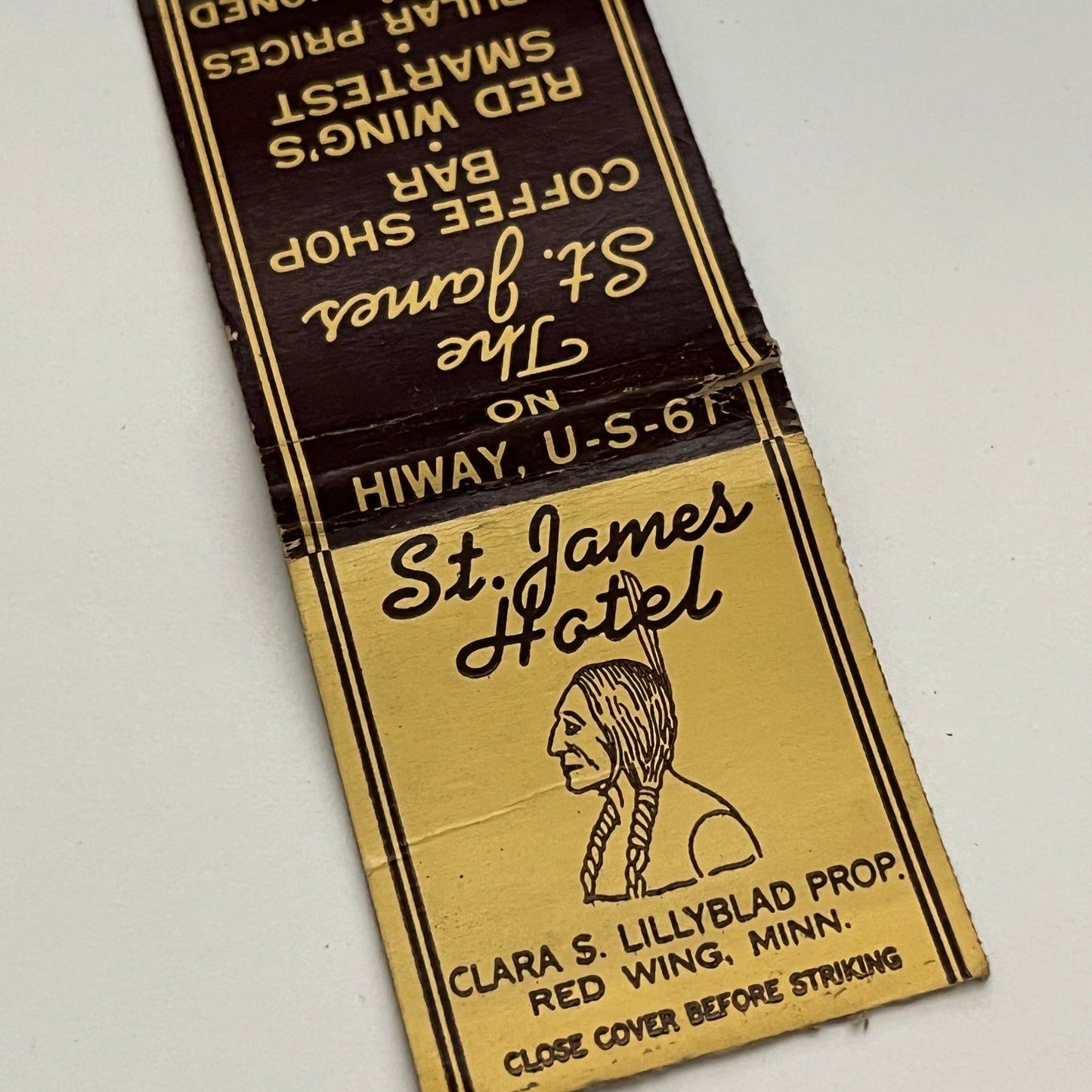 St. James Hotel Clara S. Lillyblad Red Wing MN Vintage Matchbook MB59-1