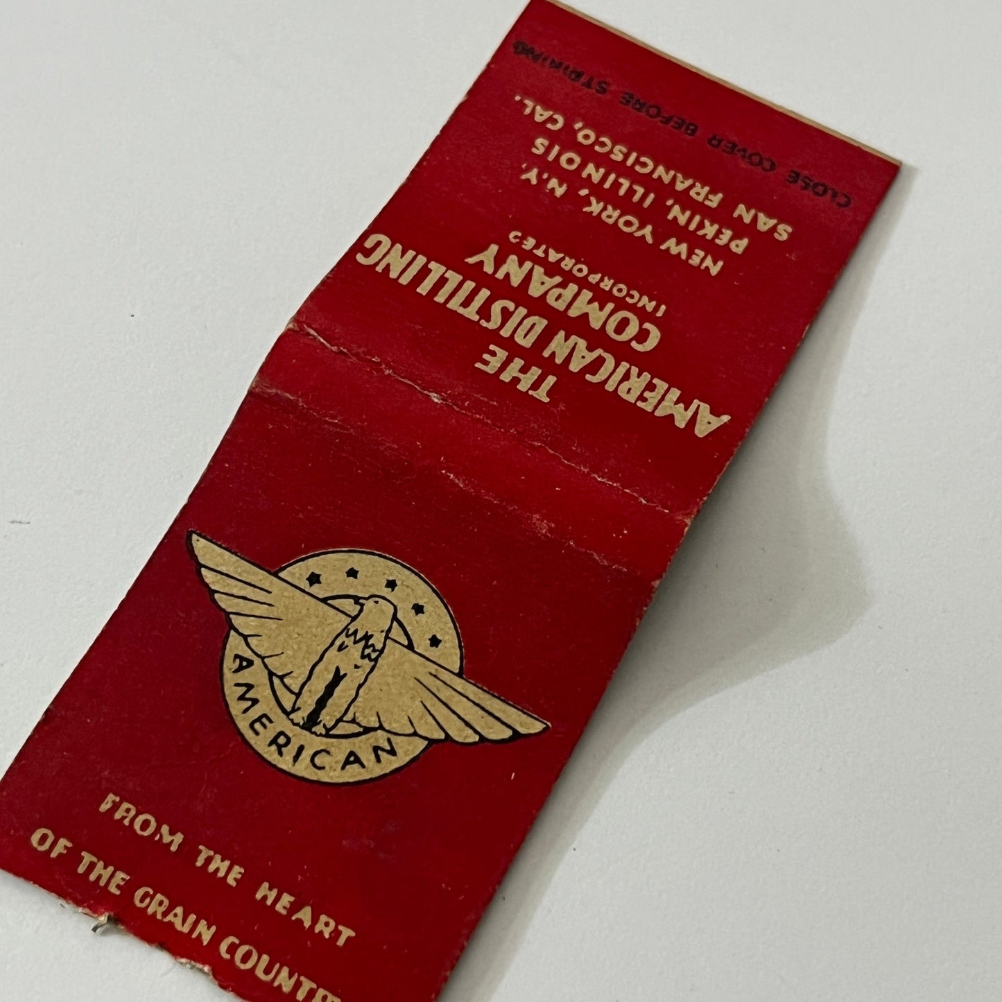 The American Distilling Company NY Pekin IL Vintage Matchbook Cover TB6-MB1-12