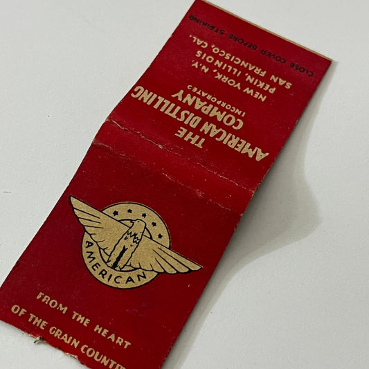 The American Distilling Company NY Pekin IL Vintage Matchbook Cover TB6-MB1-12