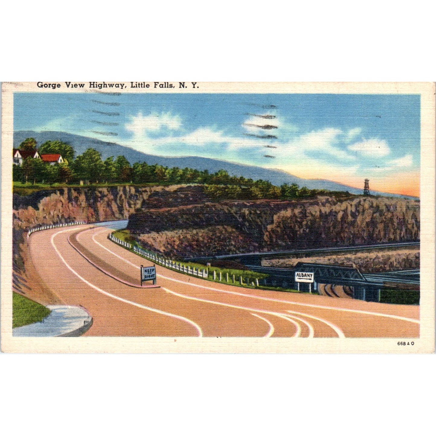 1942 Gorge View Highway Little Falls NY Linen Postcard PC7