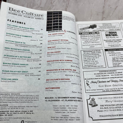 2001 Dec - Bee Culture Magazine - Bees Beekeeping Honey M32