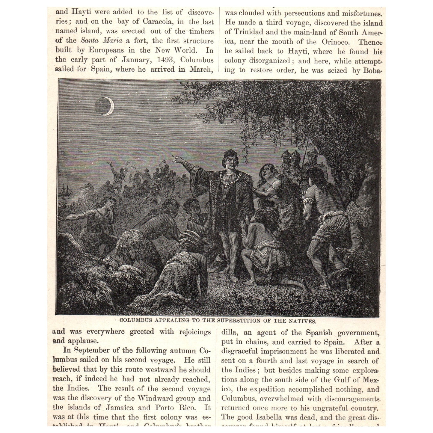 The Night of October 11th 1492 - 1911 Engraving Print AF5-8