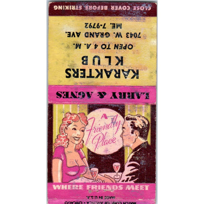 Karakters Klub Larry & Ages Chicago Vintage Matchbook Cover SF4-Y7