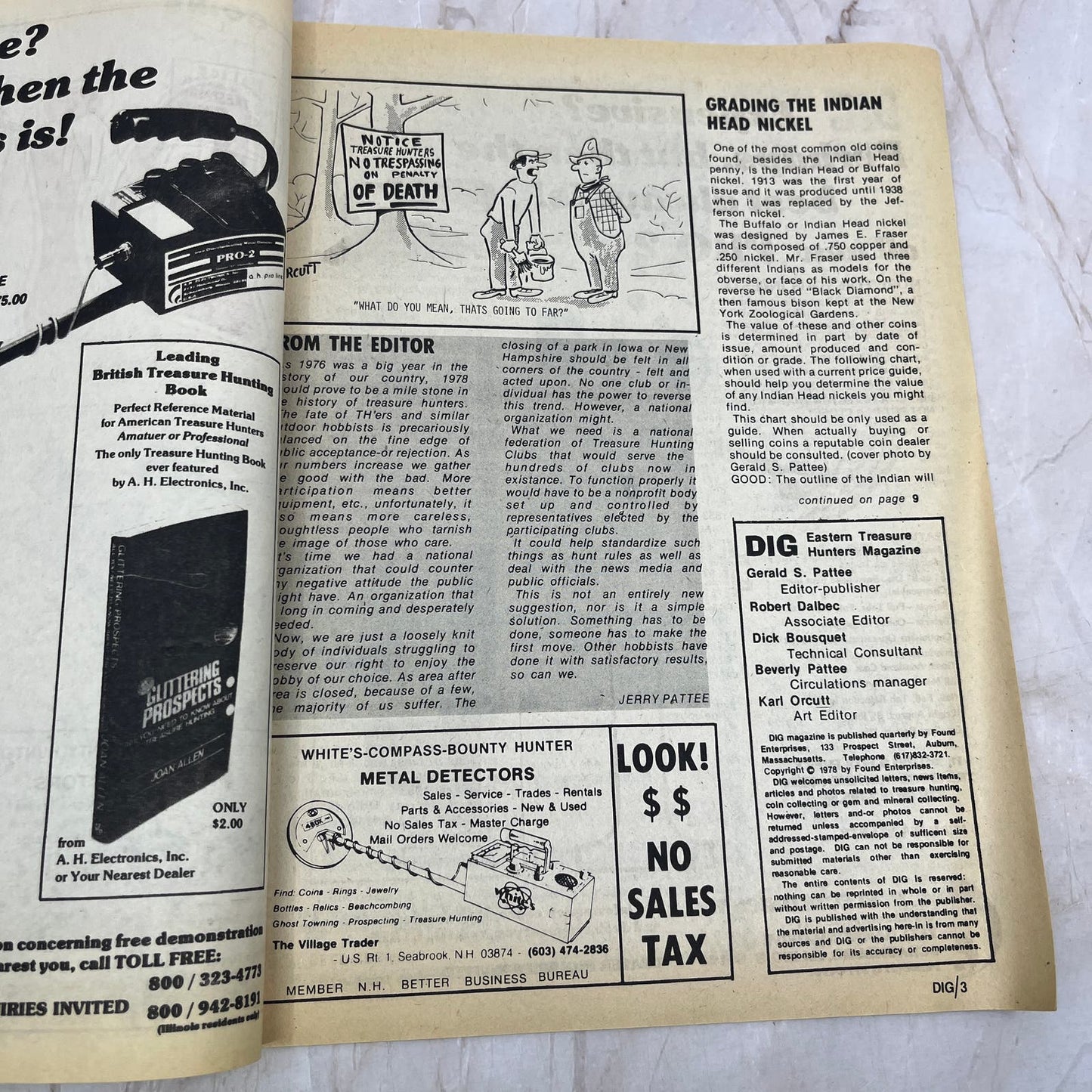 1978 Spring - DIG Eastern Treasure Hunters Magazine - Coins Bottles Gems M18