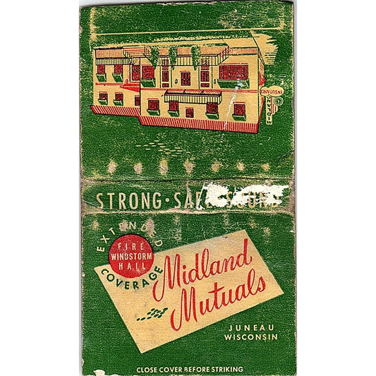 Midland Mutuals Juneau WI Vintage Matchbook Cover SC7-Y3