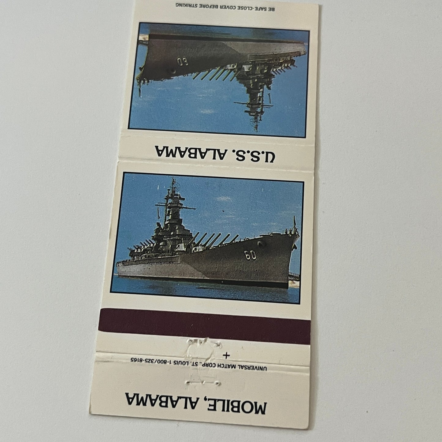 USS Alabama Mobile AL Vintage Matchbook Cover TB6-MB2-6