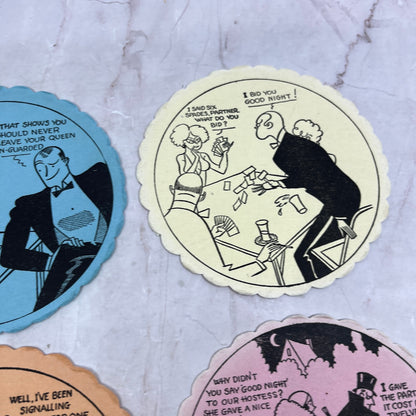 Vintage Bridge Coaster Illustrated Humor Cartoon Set of 4 TH9-BC-7