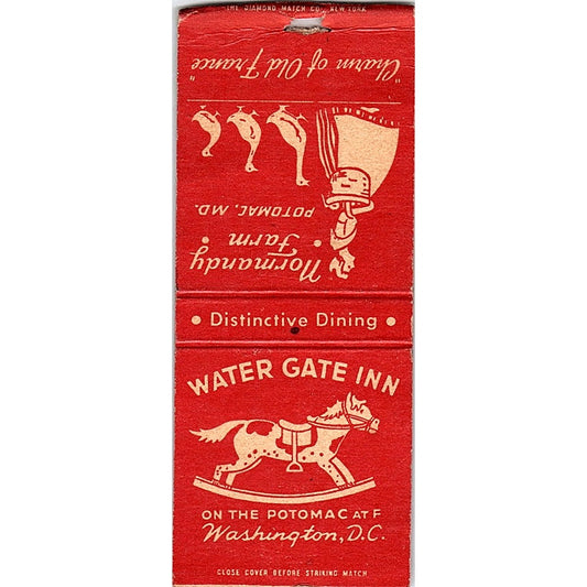 Normandy Farm Potomac MD, Watergate Inn Washington DC Vtg Matchbook Cover SE5-Y2