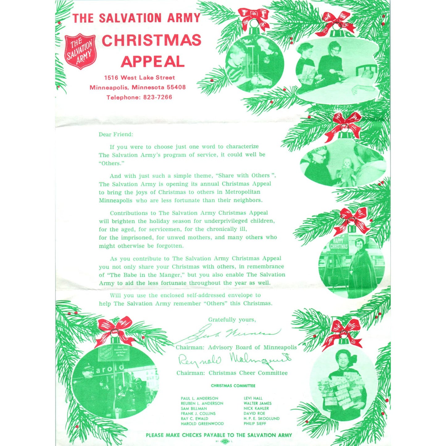 1969 Salvation Army Christmas Appeal Advertising Flyer Minneapolis MN D9