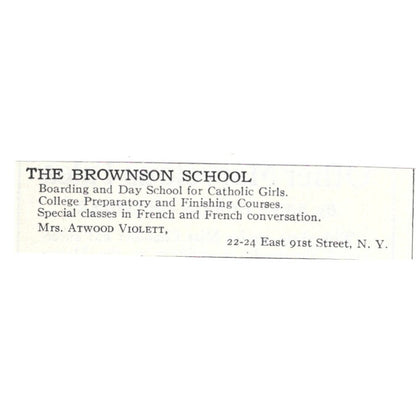 The Brownson School Ms. Atwood Violett NY 1924 Magazine Ad AD8-O7