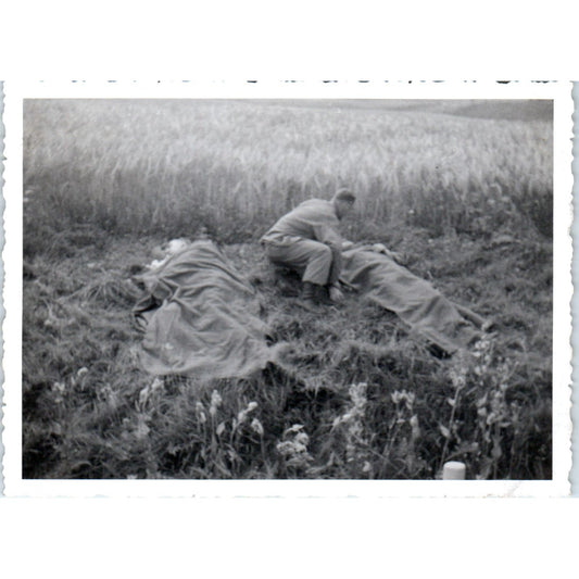 US Army Soldiers Schuttle & Bagget After Accident Postmortem c1954 Photo AF1-AP2