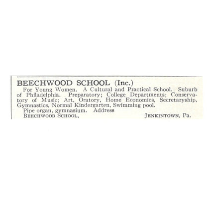 Beechwood School for Women Jenkintown PA 1924 Magazine Ad AD8-O8