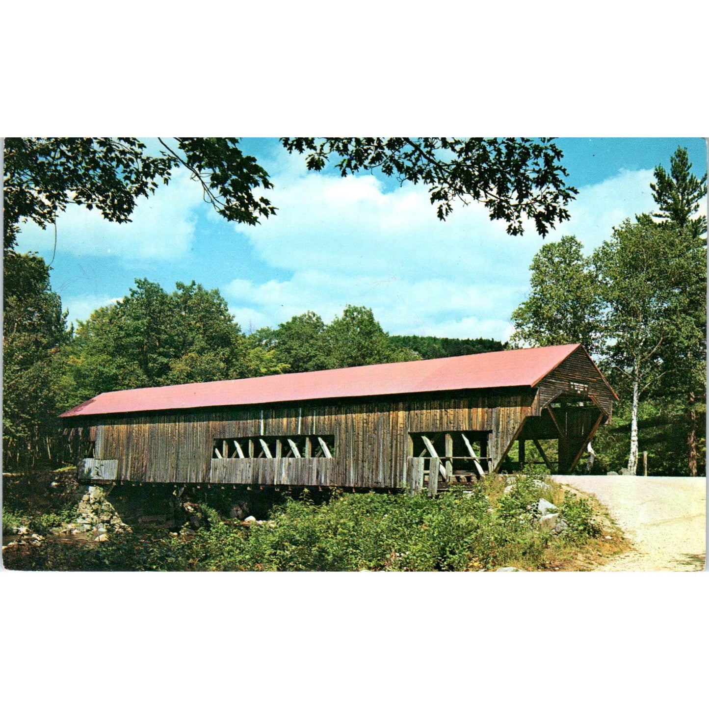 Covered Bridge Campground Albany NH Vintage Covered Bridge Postcard PC15
